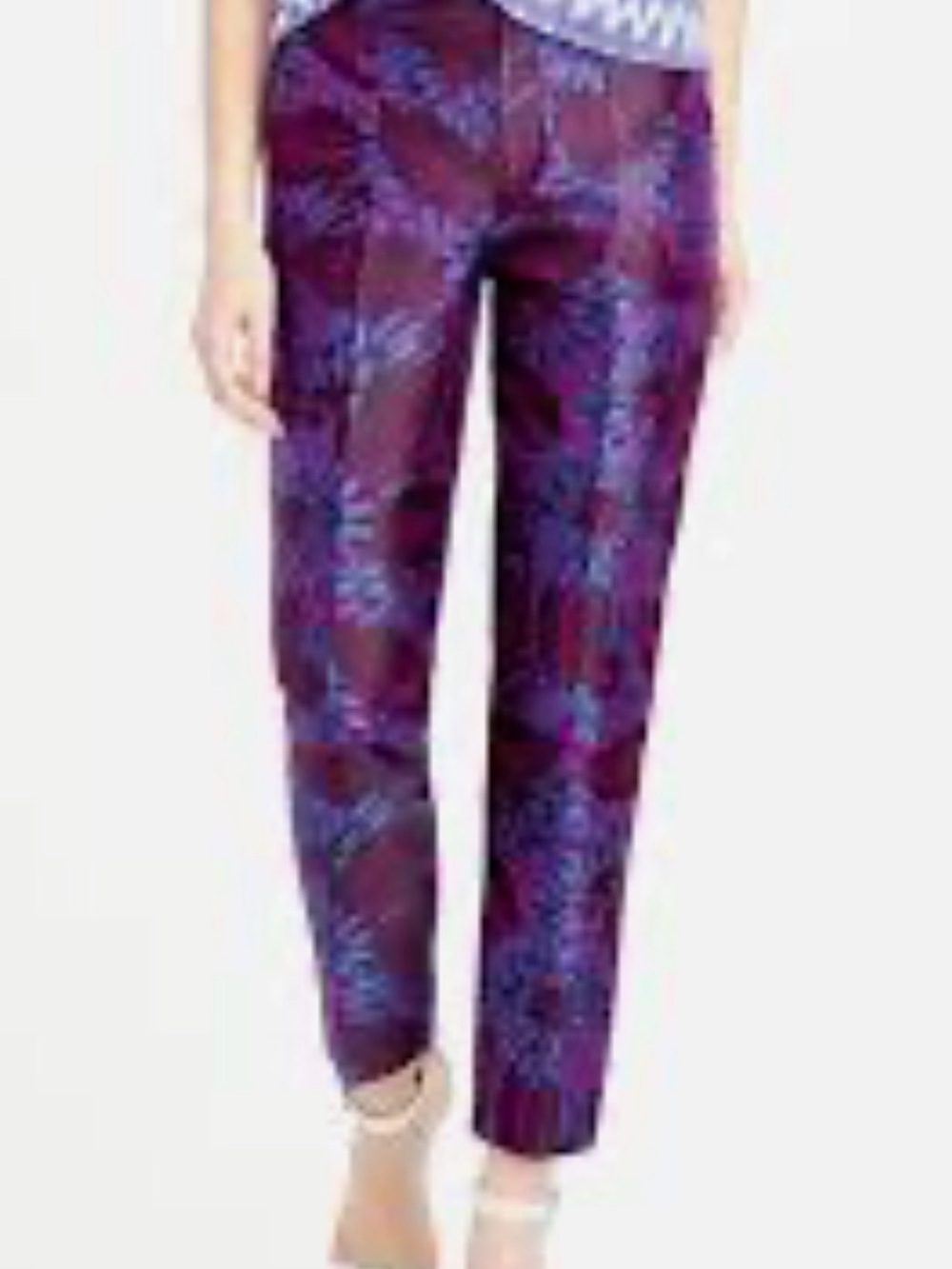 J. Crew Purple Patterned Cropped Pants Size 10 NWTs
